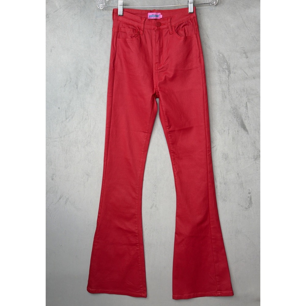 Edikted Women's Flare Pants Size S Red High Rise Stretch Y2K
